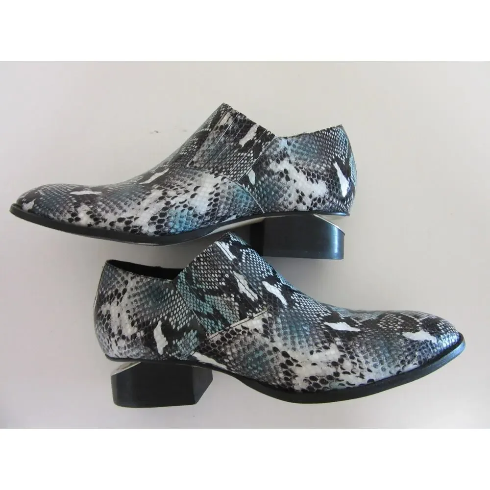 SILENT D Women's Python Snake Pattern Pointed Toe 39 Split Heel Bootie